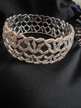 Nadri Silver Crystal Openwork Cuff hinged Bracelet - Women Jewelry